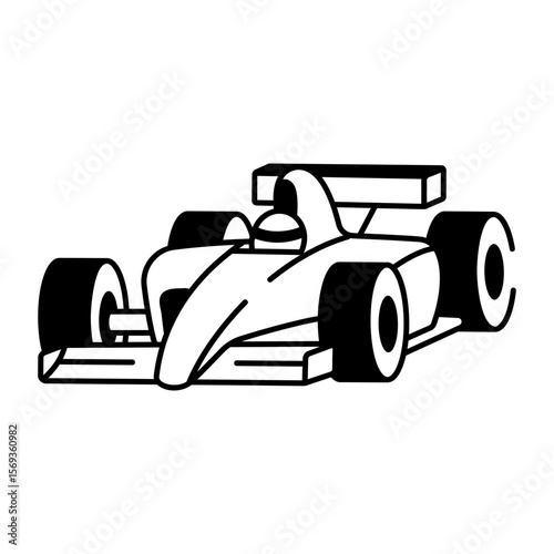 A hand drawn style icon showing racing car
