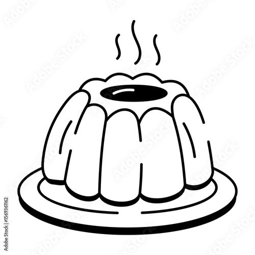 A hand drawn style icon representing pudding