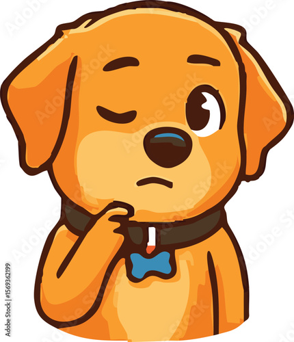 Cartoon Dog Sticker – Winking with Paw on Face