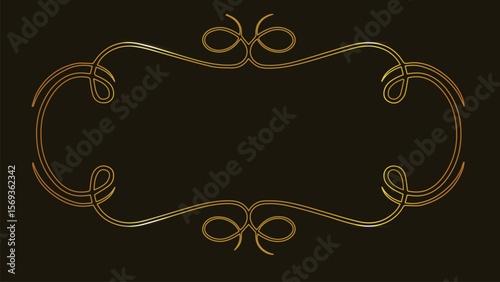 Gold decorative border. Elegant frame. Luxury vector. Stylish design. Ornate illustration. Creative artwork. Visual elements. Decorative frame. Classic style.  
