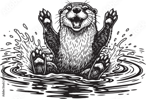 Playful Otter in Water SVG