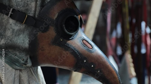 a historical plague mask and top hat, suitable for medieval or Victorian era themed images