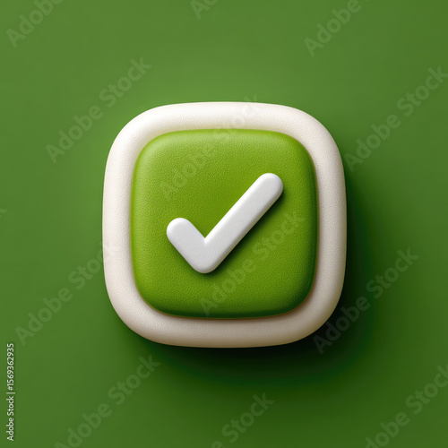 Check mark icon with green and white colors on green background