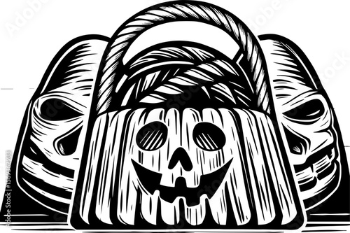 SVG design blending Halloween themes with a playful summer vibe. Spooky Halloween Party Decorations with Lock and Skull Elements