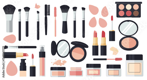 Makeup beauty tools vector illustration for cosmetic design and branding