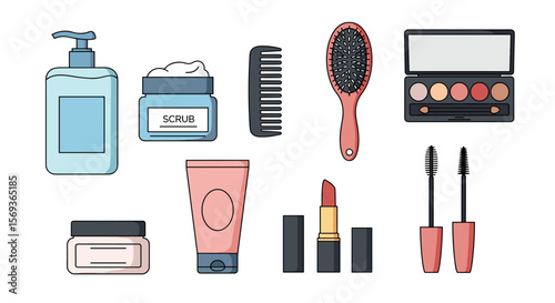 Beauty and cosmetic products vector illustration for design and print