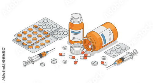 Healthcare and medicine supplies vector illustration for educational and informative design