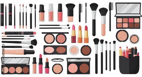 Cosmetic product vector illustration: makeup tools and beauty accessories for design