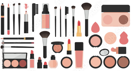 Beauty and makeup tools vector illustration for design use in fashion and cosmetics
