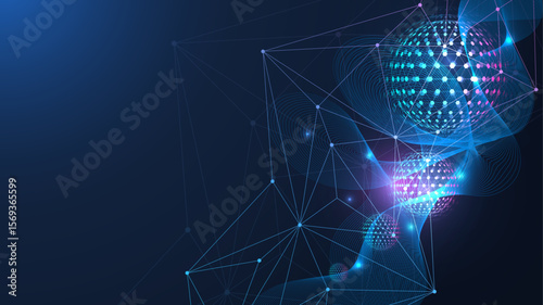Quantum computing. Quantum processing. Artificial intelligence quantum computer technology concept. Future new technology for business or science presentation. Vector illustration.