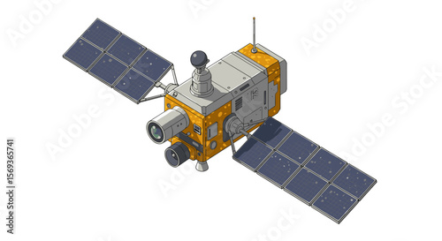 Detailed space satellite vector illustration for educational and design use