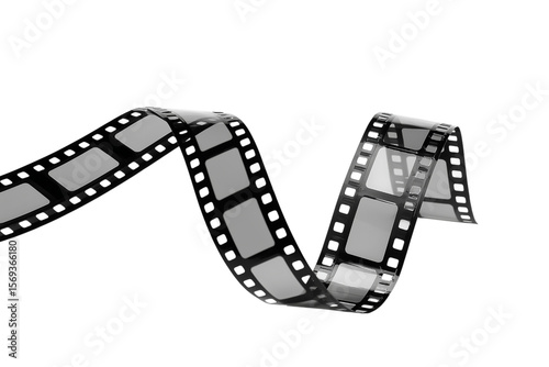 curling strip of film  isolated on white background