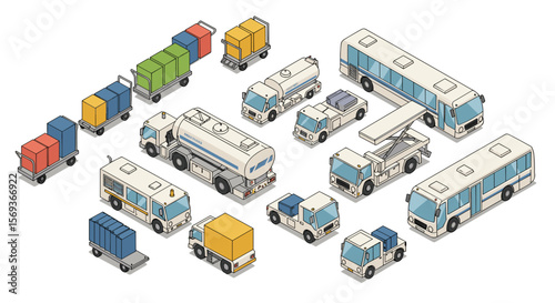 Isometric transport and logistics vector illustration for design and print