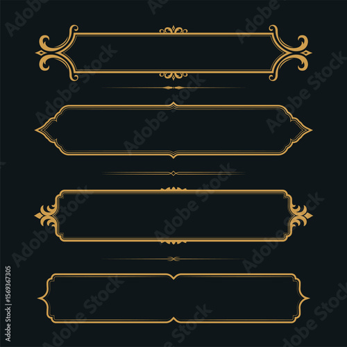 Set of Gold premium label. golden name plate Illustration