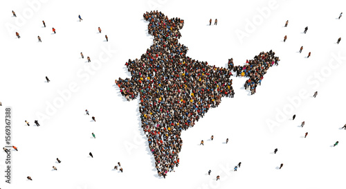 Diverse community in shape of india - vector illustration for cultural and social concepts
