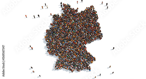 Germany map shaped people crowd vector illustration for social unity and community concepts