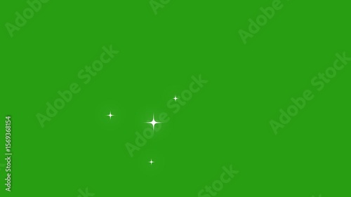 twinkle Sparkle Stars bright star glitter white cartoon, flat, vector, doodles style stars blinking. Star twinkling, sparkle star animation light effect on transparent green background. 4k background