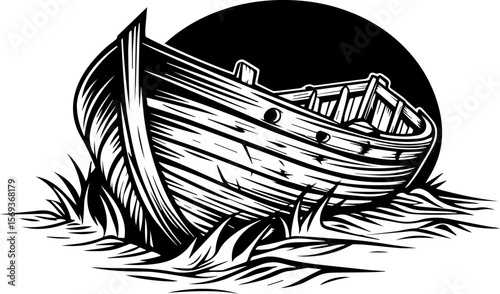 SVG design blending Halloween themes with a playful summer vibe. Haunted Shipwreck on Mysterious Shoreline at Night