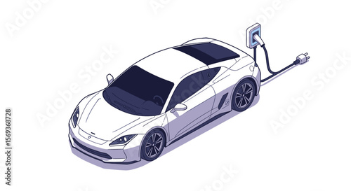 Electric car illustration - isometric design for eco-friendly transport concepts