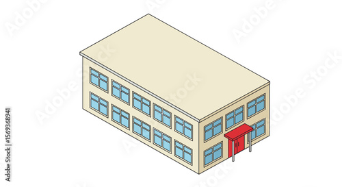 Isometric vector illustration of a modern office building for design and architecture