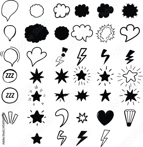a-collection-of-hand-drawn--black-and-white-star-love-spark, zzz and other graphic resorces [Converted]