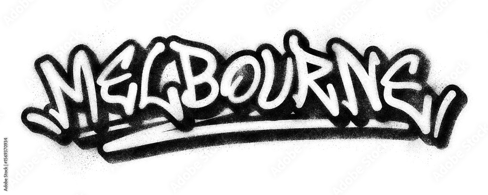 Obraz premium ‘Melbourne’ written in graffiti spray paint block lettering isolated on transparent background