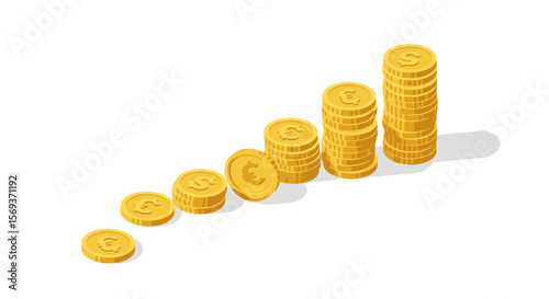 Financial growth concept with stacks of coins vector illustration for business design