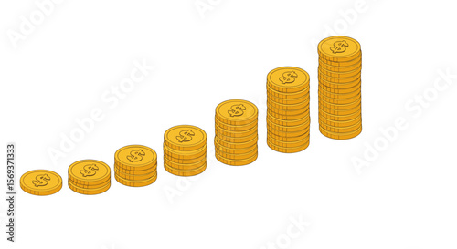 Growth in finance concept - isometric vector illustration for business, investment, and economic design