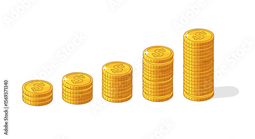 Financial growth concept with stacked coins vector illustration for investment and economy design