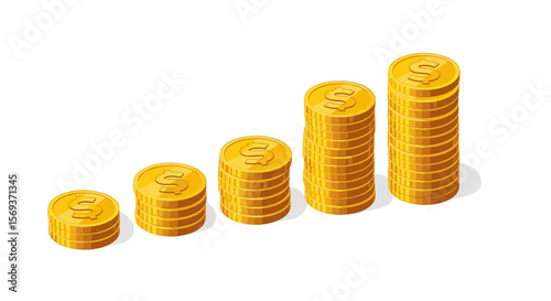 Growing financial success concept vector illustration in isometric style for business and investment design