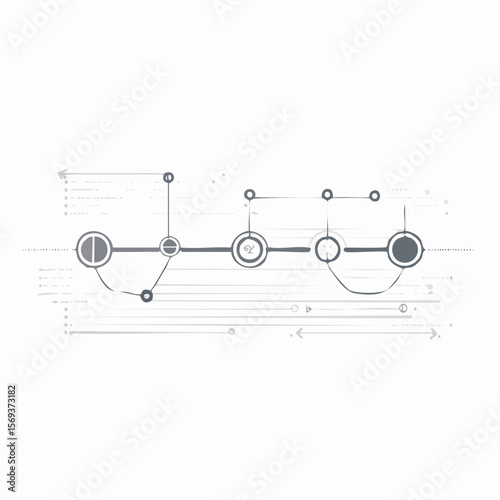 A clean horizontal vector timeline with five linked steps, ideal for infographics, project planning, or process visuals. Flat style and fully editable.