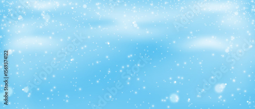 Snowstorm falling snowflakes blue overlay background, Winter Christmas background with white frosty shining snowflakes, Vector illustration.
