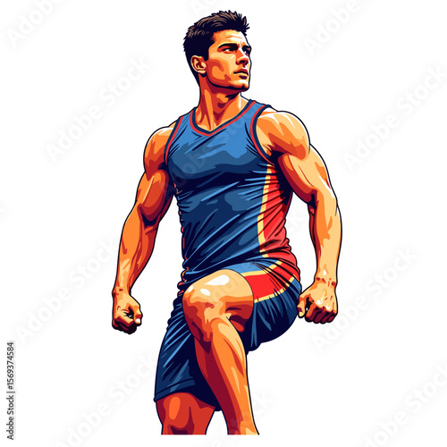 Athletic man in sportswear posing with strength and determination  