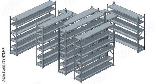 Industrial storage solutions vector illustration in isometric style for warehouse design and planning