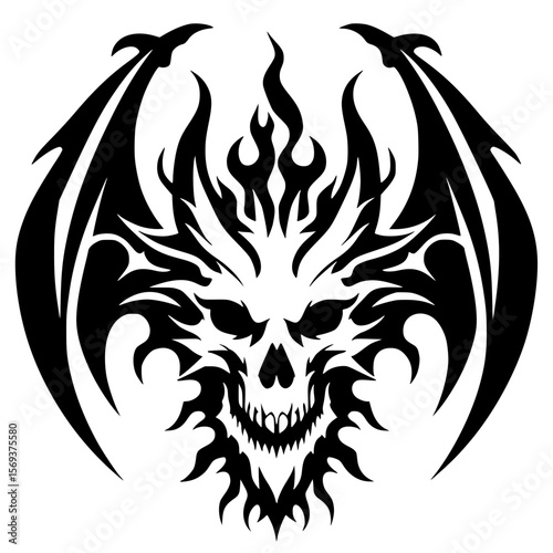 Dragon demon skull silhouette