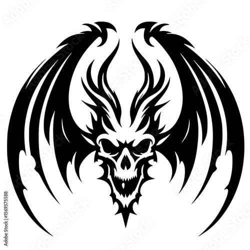 Dragon demon skull silhouette