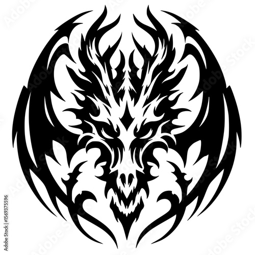 Dragon demon skull silhouette