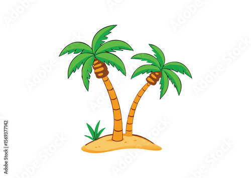 Cartoon tree palms Vector, Cartoon tree Icon Illustration