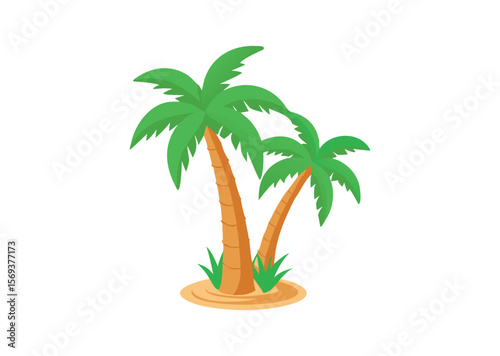 Cartoon tree palms Vector, Cartoon tree Icon Illustration