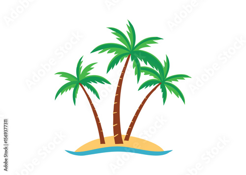 Cartoon tree palms Vector, Cartoon tree Icon Illustration