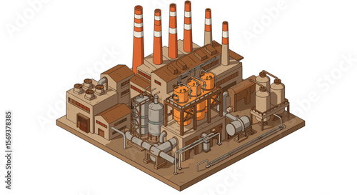 Isometric industrial factory vector illustration for design and presentation