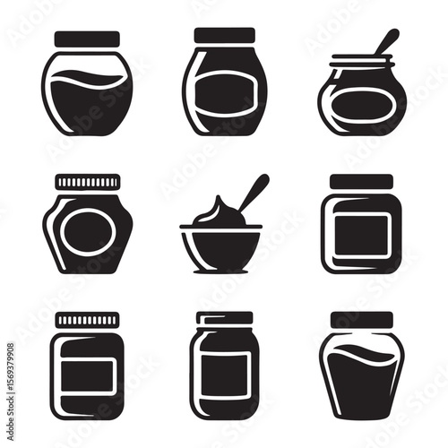 Mayonnaise Jar Outline Icons
