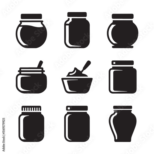 Mayonnaise Jar Outline Icons
