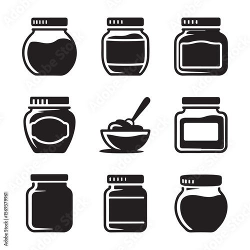 Mayonnaise Jar Outline Icons

