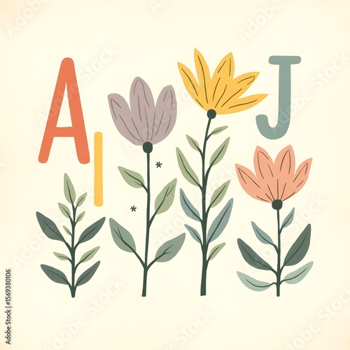 A pattern of a vowel flower colorful background design .
