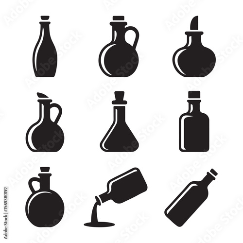 Olive Oil Bottle Icons for Cooking and Wellness

