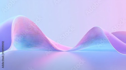 Fluid Abstract Art with Wave Curves and Pastel Gradients in Panoramic Composition