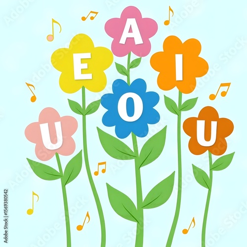 A pattern of a vowel flower colorful background design .