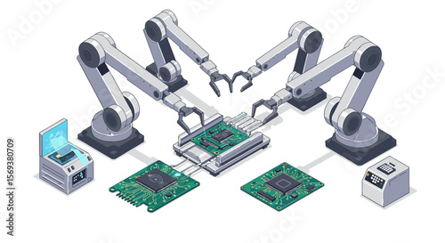 Futuristic robotics and ai technology vector illustration for innovation and tech design