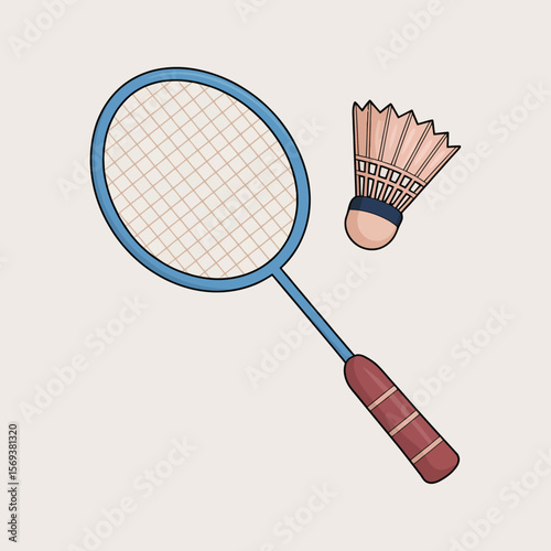 Badminton Racket and Shuttlecock Illustration